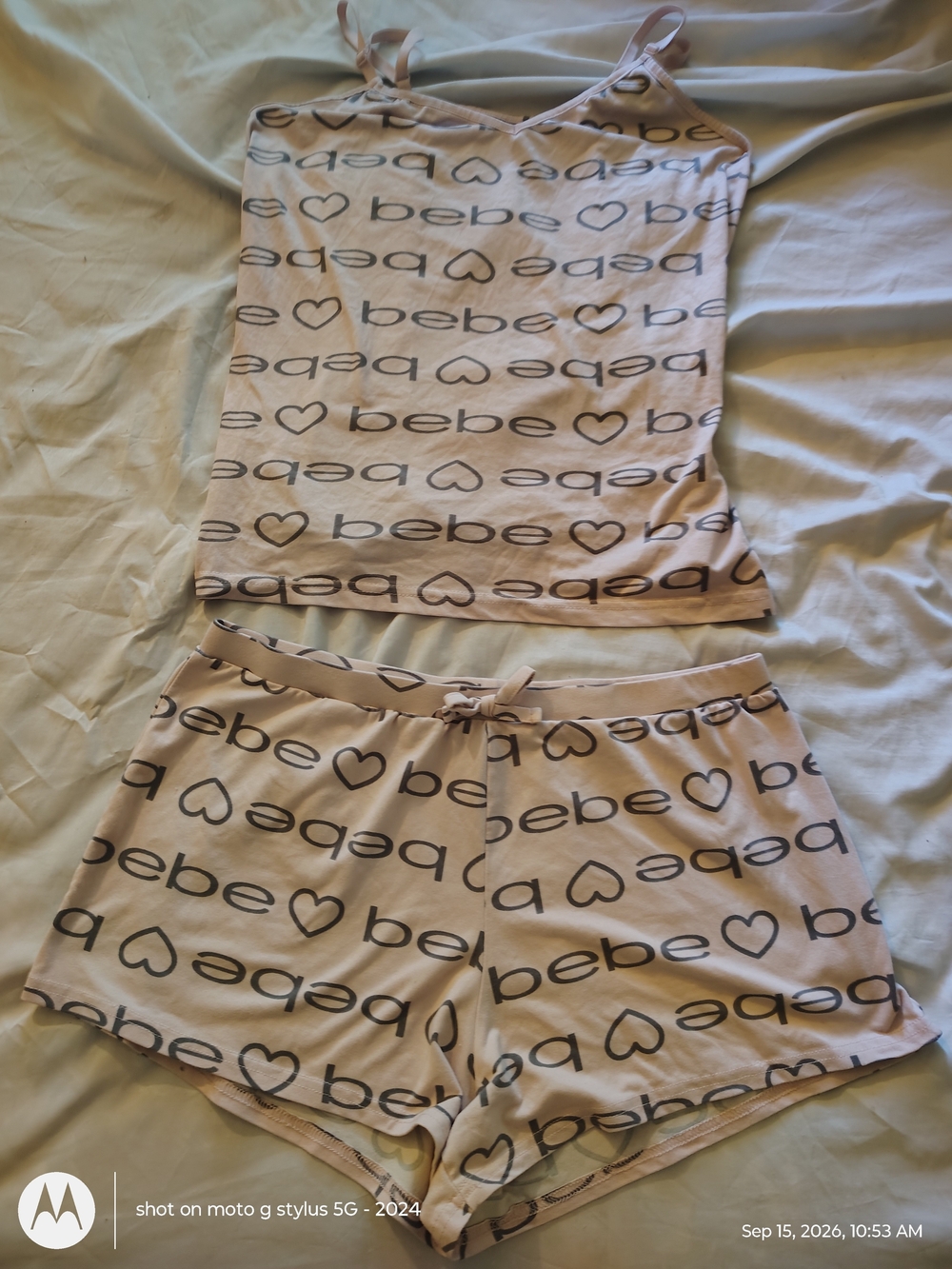bebe Light Pink Logo Heart Cami & Shorts Sleep Set